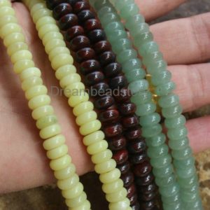 Shop Jade Rondelle Beads! Natural Gemstone Beads Wholesale, Aventurine/ Red Jasper/ Sodalite/ Lemon Jade 4*8mm Rondelle Spacer Beads to Make Jewelry | Natural genuine rondelle Jade beads for beading and jewelry making.  #jewelry #beads #beadedjewelry #diyjewelry #jewelrymaking #beadstore #beading #affiliate #ad