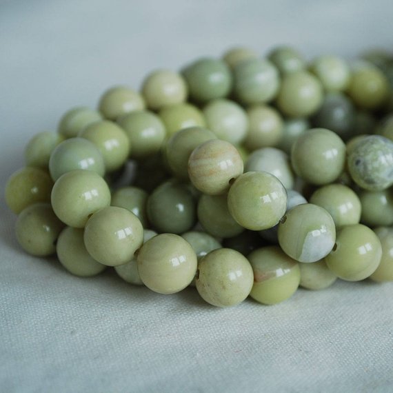 Natural Butter Jade Semi-precious Gemstone Round Beads - 4mm, 6mm, 8mm, 10mm Sizes - 15" Strand