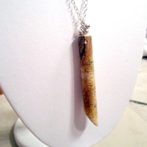 Shop Jasper Pendants! Long Sterling Silver Necklace Chain Jewelry Jasper Gemstone Jewellery Earth Tones Earthy Eclectic Pendant Stick Brown | Natural genuine Jasper pendants. Buy crystal jewelry, handmade handcrafted artisan jewelry for women.  Unique handmade gift ideas. #jewelry #beadedpendants #beadedjewelry #gift #shopping #handmadejewelry #fashion #style #product #pendants #affiliate #ad