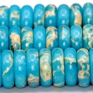 Shop Jasper Rondelle Beads! 12x3MM Sky Blue Imperial Jasper Beads Grade AAA Natural Gemstone Full Strand Rondelle Loose Beads 15" BULK LOT 1,3,5,10 and 50 (101895-892) | Natural genuine rondelle Jasper beads for beading and jewelry making.  #jewelry #beads #beadedjewelry #diyjewelry #jewelrymaking #beadstore #beading #affiliate #ad