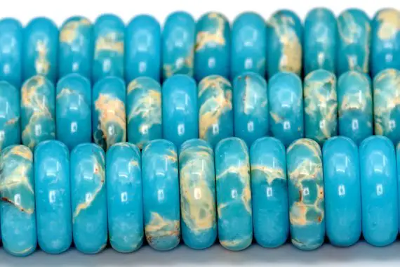 12x3mm Sky Blue Imperial Jasper Beads Grade Aaa Gemstone Full Strand Rondelle Loose Beads 15" Bulk Lot 1,3,5,10 And 50 (101895-892)