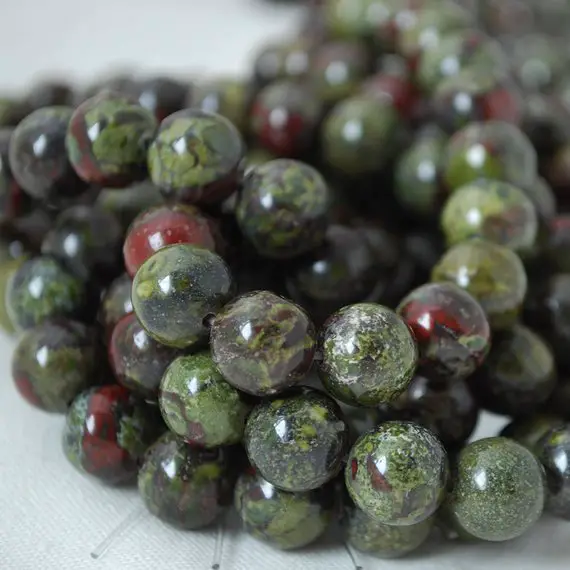 Dragons Blood Jasper (green) Round Beads - 4mm, 6mm, 8mm, 10mm Sizes - 15" Strand - Natural Semi-precious Gemstone