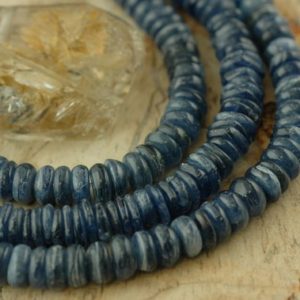 Shop Kyanite Rondelle Beads! Kyanite : Natural Rondelle Spacer Beads / Approx. 4x9mm / Designer Jewelry Making Craft Supplies / Nautical, Organic | Natural genuine rondelle Kyanite beads for beading and jewelry making.  #jewelry #beads #beadedjewelry #diyjewelry #jewelrymaking #beadstore #beading #affiliate #ad