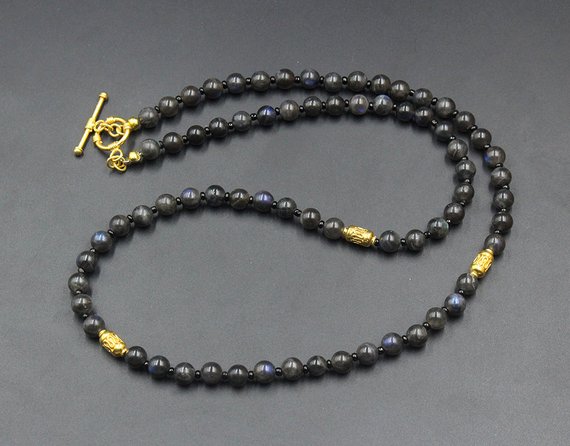Men's Necklace, Black Obsidian, Hematite, And Tiger's Eye Necklace, Men's Beaded Necklace, Beaded Necklace, Healing Energy Necklace