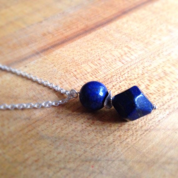 Lapis Necklace - Navy Blue Necklace - Sterling Silver Jewellery - Lapis Lazuli - Gemstone Jewelry - Long Chain
