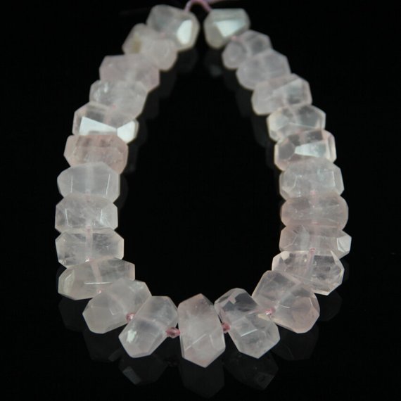 Large Natural Rose Quartz Nugget Beads,middle Drilled Faceted Chunkys,raw Crystals Gemstone Strand Pendants Bulk Jewelry Supplies