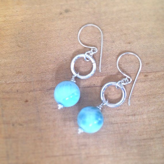 Larimar Earrings - Blue Earrings - Sterling Silver Jewellery - Gemstone Jewelry - Blue - Aaa - Luxe