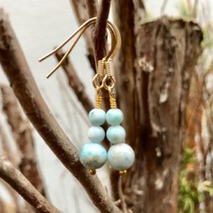 Shop Larimar Earrings! Handmade Natural Dominican Larimar Earrings Women's Gemstone Earrings Small Earrings Dainty Fishhook Earrings Natural Larimar Earrings | Natural genuine Larimar earrings. Buy crystal jewelry, handmade handcrafted artisan jewelry for women.  Unique handmade gift ideas. #jewelry #beadedearrings #beadedjewelry #gift #shopping #handmadejewelry #fashion #style #product #earrings #affiliate #ad