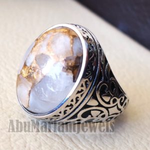 Shop Calcite Rings! man ring copper Calcite natural stone sterling silver 925 oval cabochon semi precious gem ottoman arabic style all sizes jewelry | Natural genuine Calcite rings, simple unique handcrafted gemstone rings. #rings #jewelry #shopping #gift #handmade #fashion #style #affiliate #ad
