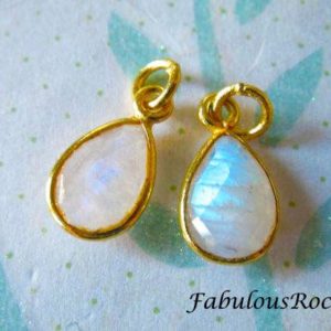 1-10 pcs / MOONSTONE Pendant Charm / Bezel Set Teardrop Gem Stone Gemstone / 14×8.25 mm, 24k Gold Vermeil or Sterling Silver / gcp4 gp gdc | Natural genuine other-shape Gemstone beads for beading and jewelry making.  #jewelry #beads #beadedjewelry #diyjewelry #jewelrymaking #beadstore #beading #affiliate #ad