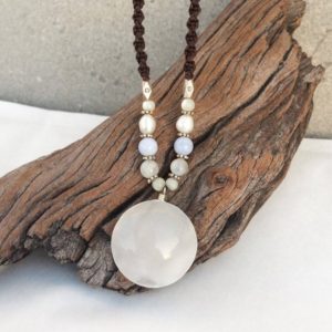 Shop Moonstone Pendants! Moonstone pendant necklace, white necklace, Round natural moonstone, Boho macrame necklace, Silver pendant, White stone, zen, spiritual gift | Natural genuine Moonstone pendants. Buy crystal jewelry, handmade handcrafted artisan jewelry for women.  Unique handmade gift ideas. #jewelry #beadedpendants #beadedjewelry #gift #shopping #handmadejewelry #fashion #style #product #pendants #affiliate #ad