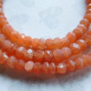 Shop Moonstone Rondelle Beads! PEACH MOONSTONE Rondelles Beads Gemstones – Luxe AAA, 3-4 mm, 1/2 Strand – june birthstone wholesale  solo 34 | Natural genuine rondelle Moonstone beads for beading and jewelry making.  #jewelry #beads #beadedjewelry #diyjewelry #jewelrymaking #beadstore #beading #affiliate #ad