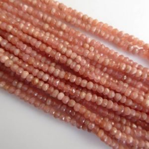 Shop Rhodochrosite Rondelle Beads! Natural Pink Rhodochrosite Faceted Rondelle Beads, 3.5mm To 4mm Rhodochrosite Beads, Rhodochrosite Jewelry, 13 Inch strand GDS994 | Natural genuine rondelle Rhodochrosite beads for beading and jewelry making.  #jewelry #beads #beadedjewelry #diyjewelry #jewelrymaking #beadstore #beading #affiliate #ad