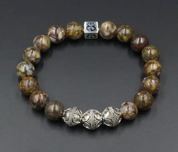 Men's Bracelet, Onyx And Tiger's Eye And Gold Bracelet, Tiger's Eye Bracelet, Onyx Bracelet, Bead Bracelet Man