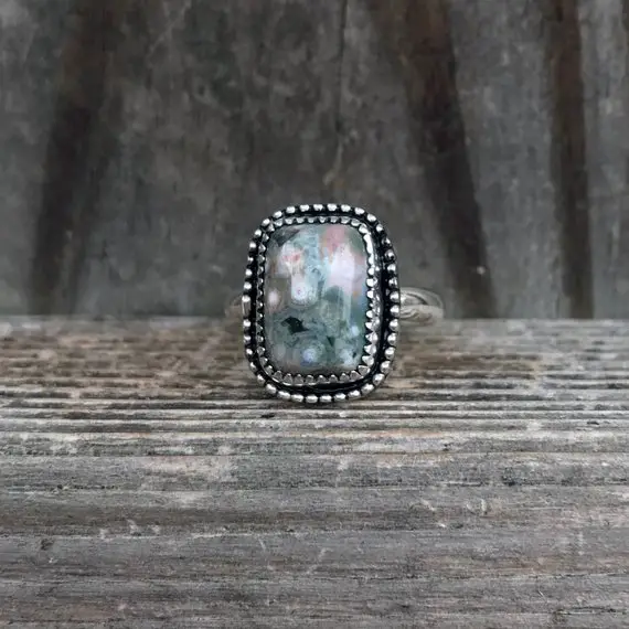 Ocean Jasper Ring - Ocean Jasper Jewelry - Sterling Silver - Rectangle Ring - One Of A Kind - Ocean Jasper Jewelry - Gemstone Rings - Jasper