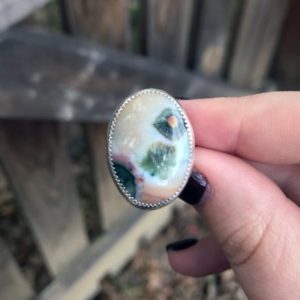 Ocean Jasper Ring – Ocean Jasper – Sterling Silver – Gemstone Ring – White – Green – OOAK – One of a kind – Jasper Ring – Ocean Ring – Rings | Natural genuine Ocean Jasper rings, simple unique handcrafted gemstone rings. #rings #jewelry #shopping #gift #handmade #fashion #style #affiliate #ad