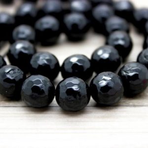 Shop Onyx Faceted Beads! Natural Onyx, Black Onyx Faceted Round Golf Ball Sphere Loose Beads Natural Gemstone (4mm 6mm 8mm 10mm 12mm) – PG40 | Natural genuine faceted Onyx beads for beading and jewelry making.  #jewelry #beads #beadedjewelry #diyjewelry #jewelrymaking #beadstore #beading #affiliate #ad