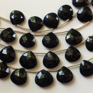 Shop Onyx Bead Shapes! 13-16mm Black Onyx Faceted Heart Beads, Natural Black Onyx Heart Briolettes, Black Onyx Beads, Black Onyx For Necklace (4IN To 8IN Options) | Natural genuine other-shape Onyx beads for beading and jewelry making.  #jewelry #beads #beadedjewelry #diyjewelry #jewelrymaking #beadstore #beading #affiliate #ad