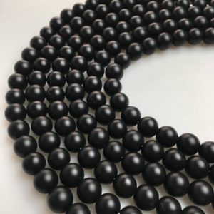 2.0mm Hole Black Onyx Matte Round Beads 6mm 8mm 10mm 12mm 15.5" Strand | Natural genuine round Onyx beads for beading and jewelry making.  #jewelry #beads #beadedjewelry #diyjewelry #jewelrymaking #beadstore #beading #affiliate #ad