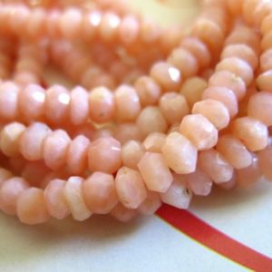 Shop Rondelle Gemstone Beads! Natural PINK OPAL Beads Gemstone Rondelles, 1/2 Strand, Luxe AAA, 3-3.5 mm, Light Pink, October birthstone brides bridal  solo brr | Natural genuine rondelle Gemstone beads for beading and jewelry making.  #jewelry #beads #beadedjewelry #diyjewelry #jewelrymaking #beadstore #beading #affiliate #ad