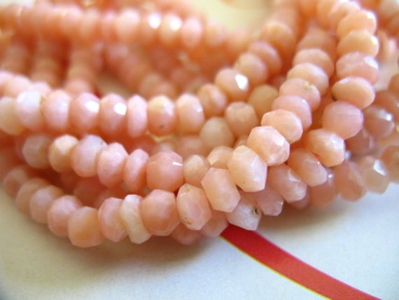 Natural Pink Opal Beads Gemstone Rondelles, 1/2 Strand, Luxe Aaa, 3-3.5 Mm, Light Pink, October Birthstone Brides Bridal  Solo Brr