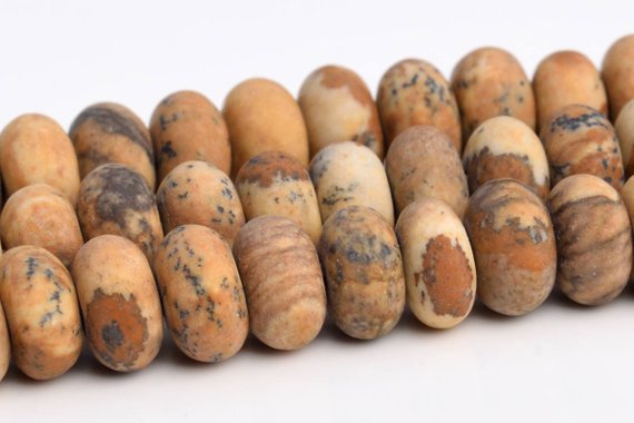 Matte Picture Jasper Beads Grade Aaa Genuine Natural Gemstone Rondelle Loose Beads 6mm 8mm Bulk Lot Options