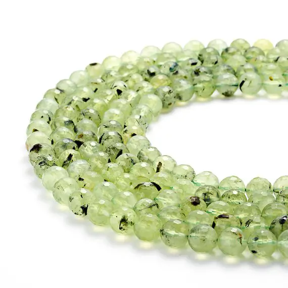 Natural Prehnite Faceted Round Beads 6mm 8mm 10mm 15.5" Strand