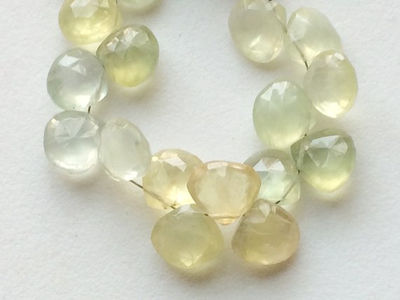 10mm Prehnite Faceted Heart Beads, Prehnite Faceted Heart Shaped Briolette, 4 Inch  Prehnite Faceted Heart Beads For Jewelry - Agap954