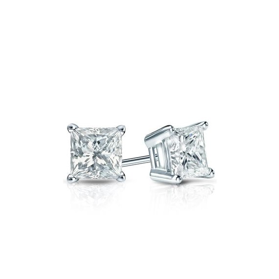 Princess Cut Diamond Studs, Gold Diamond Stud Earrings, Diamond Earring Studs, Princess Cut Diamond Earrings, Wedding Earring Studs, Diamond