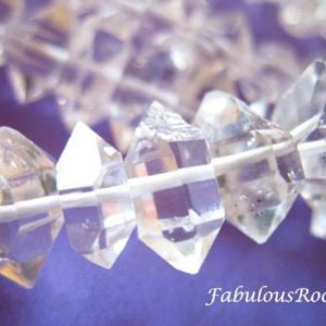 Shop Herkimer Diamond Beads! 5-7, 7-8, 8-10, or 10-12 mm / Herkimer Diamond Beads Nuggets Raw Clear Quartz Crystal Herkimer Diamond Gems / Center Drilled Herkimer Gems | Natural genuine chip Herkimer Diamond beads for beading and jewelry making.  #jewelry #beads #beadedjewelry #diyjewelry #jewelrymaking #beadstore #beading #affiliate #ad