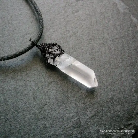Quartz Point Pendant, Transformer Crystal, Unisex Amulet, Yoga Man Necklace, Reiki Men Jewelry, Gift For Him, For Her