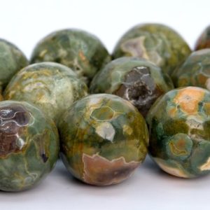 Shop Rainforest Jasper Faceted Beads! 12MM Rainforest Rhyolite Beads Grade AA Genuine Natural Gemstone Micro Faceted Round Loose Beads 15"/ 7" Bulk Lot Options (101994) | Natural genuine faceted Rainforest Jasper beads for beading and jewelry making.  #jewelry #beads #beadedjewelry #diyjewelry #jewelrymaking #beadstore #beading #affiliate #ad