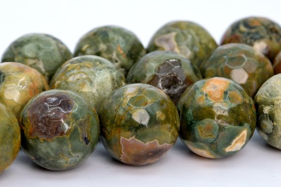 12mm Rainforest Rhyolite Beads Grade Aa Genuine Natural Gemstone Micro Faceted Round Loose Beads 15"/ 7" Bulk Lot Options (101994)