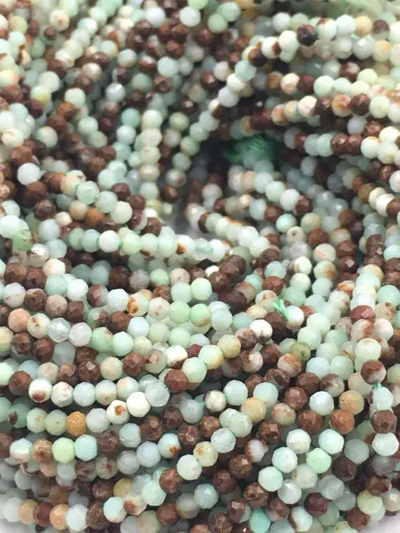 Raw Chrysoprase 2.0 Mm Micro Faceted Beads, One Full 13" Strand | Chrysoprase Beads