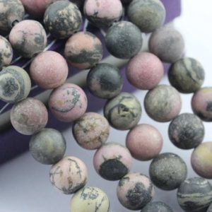 Shop Rhodonite Round Beads! 2.0mm Hole Rhodonite Matte Round Beads 8mm 10mm 15.5" Strand | Natural genuine round Rhodonite beads for beading and jewelry making.  #jewelry #beads #beadedjewelry #diyjewelry #jewelrymaking #beadstore #beading #affiliate #ad