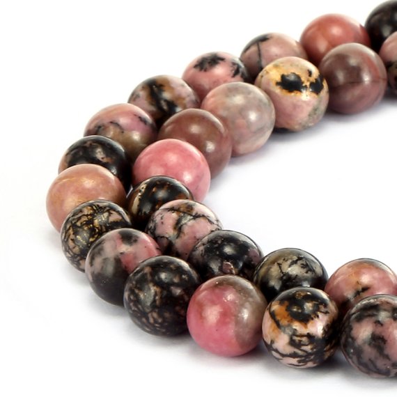 Rhodonite Smooth Round Beads 4mm 6mm 8mm 10mm 12mm 15.5" Strand