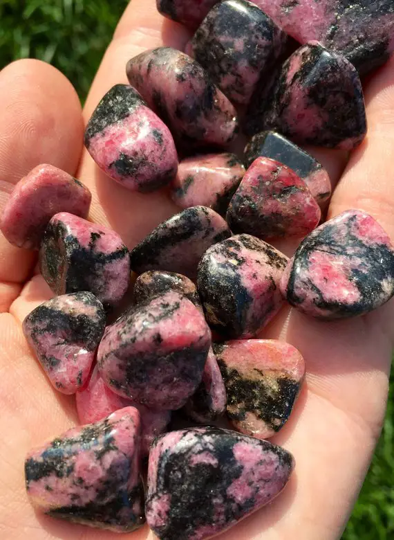 Rhodonite Tumbled Stones - Multiple Sizes - Tumbled Pink Rhodonite Crystal - Polished Rhodonite Crystal - Rhodonite Gemstone