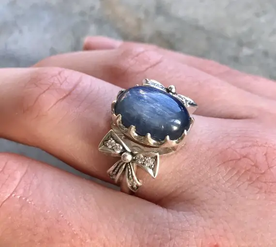 Ribbon Ring, Kyanite Ring, Blue Kyanite, Natural Kyanite, Blue Kyanite Ring, Blue Ribbon Ring, Vintage Ring, Solid Silver Ring, Kyanite