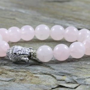 10mm Rose Quartz Bracelet, Womens Yoga Bracelet, Relationships – Unconditional Love – Opening the Heart Chakra – Self-Compassion | Natural genuine Array bracelets. Buy crystal jewelry, handmade handcrafted artisan jewelry for women.  Unique handmade gift ideas. #jewelry #beadedbracelets #beadedjewelry #gift #shopping #handmadejewelry #fashion #style #product #bracelets #affiliate #ad