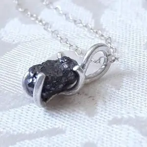 Rough Diamond Pendant Necklace – Simple Diamond Necklace – Raw Diamond Jewelry – Black Diamond Pendant – Minimalist Silver Pendant | Natural genuine Gemstone pendants. Buy crystal jewelry, handmade handcrafted artisan jewelry for women.  Unique handmade gift ideas. #jewelry #beadedpendants #beadedjewelry #gift #shopping #handmadejewelry #fashion #style #product #pendants #affiliate #ad