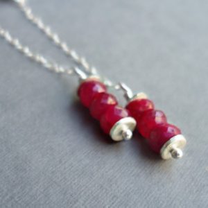 Ruby Earrings – July Birthstone – Red Jewellery – Genuine Gemstone – Sterling Silver Jewelry – Chain – Simple | Natural genuine Array earrings. Buy crystal jewelry, handmade handcrafted artisan jewelry for women.  Unique handmade gift ideas. #jewelry #beadedearrings #beadedjewelry #gift #shopping #handmadejewelry #fashion #style #product #earrings #affiliate #ad