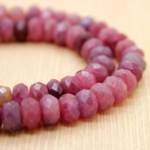 Shop Ruby Beads! Genuine Red Ruby, Red Ruby Natural Faceted Rondelle Loose Beads Gemstone | Natural genuine beads Ruby beads for beading and jewelry making.  #jewelry #beads #beadedjewelry #diyjewelry #jewelrymaking #beadstore #beading #affiliate #ad