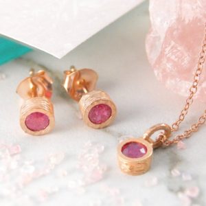 Shop Ruby Jewelry! Ruby July Birthstone Rose Gold Jewelry Set, Ruby Gemstone Set, Anniversary Gift, Bridesmaid Gift, Birthstone Necklace For Mom | Natural genuine Ruby jewelry. Buy crystal jewelry, handmade handcrafted artisan jewelry for women.  Unique handmade gift ideas. #jewelry #beadedjewelry #beadedjewelry #gift #shopping #handmadejewelry #fashion #style #product #jewelry #affiliate #ad