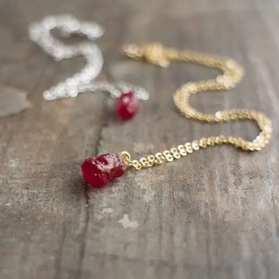 Ruby Necklace, Raw Ruby July Birthstone Necklaces For Women, Anniversary Gifts For Women