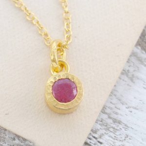 Ruby July Birthstone Gold Necklace Ruby Pendant Birthstone Necklace For Mom Anniversary Gift Bridesmaid Gift Sterling Silver Pendant | Natural genuine Array jewelry. Buy crystal jewelry, handmade handcrafted artisan jewelry for women.  Unique handmade gift ideas. #jewelry #beadedjewelry #beadedjewelry #gift #shopping #handmadejewelry #fashion #style #product #jewelry #affiliate #ad