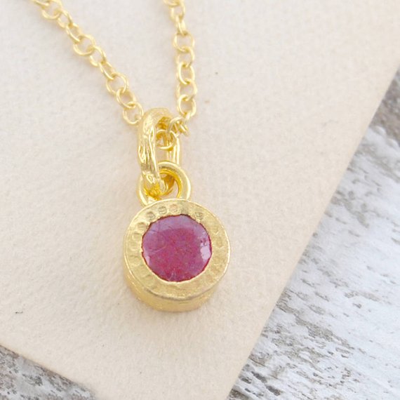 Ruby July Birthstone Gold Necklace Ruby Pendant Birthstone Necklace For Mom Anniversary Gift Bridesmaid Gift Sterling Silver Pendant