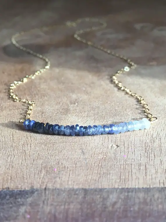 Sapphire Necklace - Raw Sapphire Necklace - Sapphire - September Birthstone Necklace - Sapphire Jewelry Gift For Wife  - Silver Or Gold