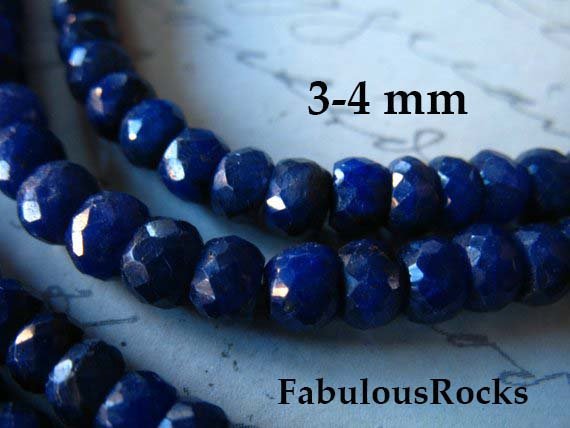 10-50 Pcs / 3.5-4 Mm, Sapphire Beads Rondelle Gems Gemstones / Dyed Rondelles, Medium Dark Blue, Luxe Aaa / September Birthstone Dsa Tr S 34