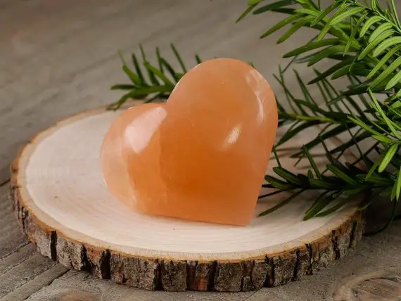 Orange Selenite Crystal Heart -  Thick - Self Care, Mom Gift, Home Decor, Healing Crystals And Stones, E0167