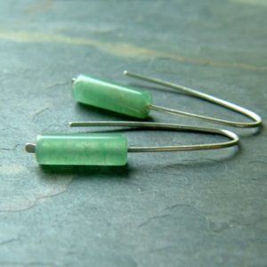 Silver Open Hoops Arc Ear Threader Earrings Green Aventurine Earring, Minimal Modern U Silver Hoops unique jewelry gift, womens gift for her | Natural genuine Array jewelry. Buy crystal jewelry, handmade handcrafted artisan jewelry for women.  Unique handmade gift ideas. #jewelry #beadedjewelry #beadedjewelry #gift #shopping #handmadejewelry #fashion #style #product #jewelry #affiliate #ad